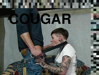 Tattoed Cougar fucked hard