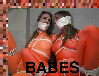 Two hot girls bondage tied up