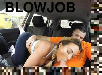 doggy, pussy, blowjob, stor-pikk, hardcore, deepthroat, bil, pigtail, riding, barbert