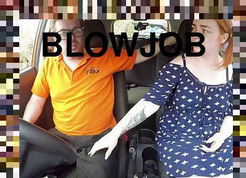 Redhead BBW Harley Morgan fucks in the car