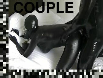 A latex patterned madness - couple sex