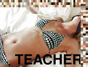 I tied up my teacher to toy her - Blonde milf