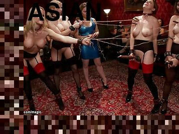 Four butt sex slaves at bdsm party