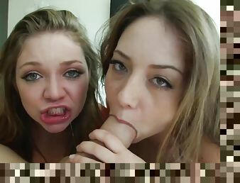 Two tempting vixens share my huge dick