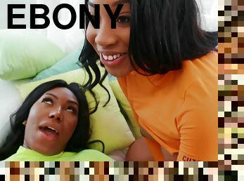 Ebony Girlfriend and Side Chick Share His Hard Wiener