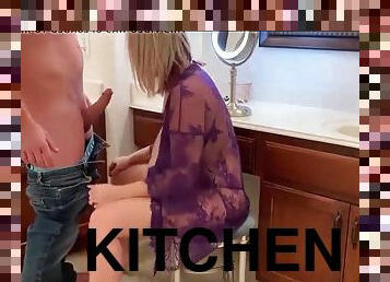 Chubby mom gets fucked at kitchen
