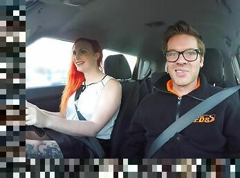 Tattooed Redhead Craves A Big Dick Fake Driving School