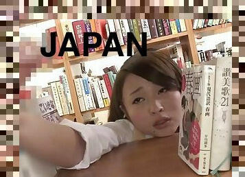 Japanese schoolgirl with natural tits fucking stranger in the library