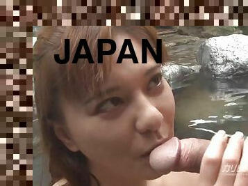 asiatisk, store-pupper, utendørs, blowjob, cumshot, hardcore, mamma, japansk, naturlig, oral