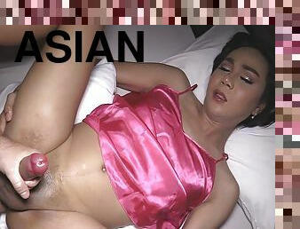 asiatique, transsexuelle, anal, branlette, travesti, ladyboy, point-de-vue, thaï, chevauchement