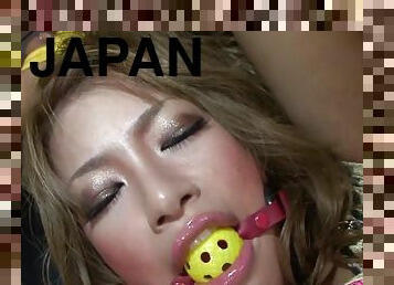 Japanese Hairy Pussy gets stimulated with fingers and toys in fetish BDSM video