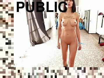 groß-titten, öffentliche, schlampe, natürliche, große-brüste, titten, fetisch, exhibitionist, brunette