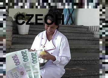Czech brunette gives POV Blowjob for money