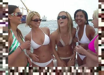 Hot Babe girls have fun on the boat