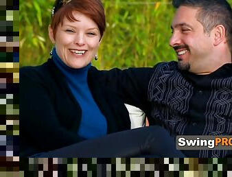 Redhead takes her husband to swinger party