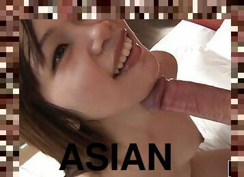Asian girl gets her hairy snatch fucked - cum shots