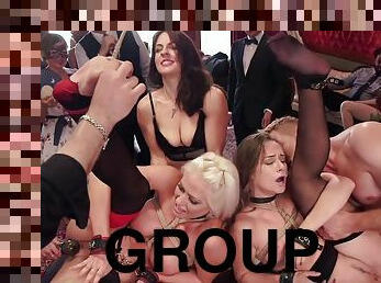 orgie, party, anal, brudar, avsugning, hardcore, bdsm, gruppsex, slav, rödhårig