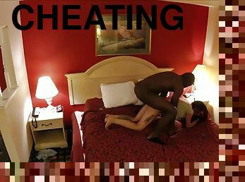 Cheating wife talking while enjoying