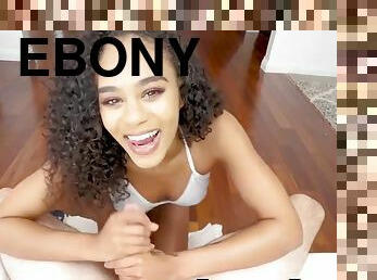Cute ebony Scarlit Scandal gets ass fucked before sticky facial