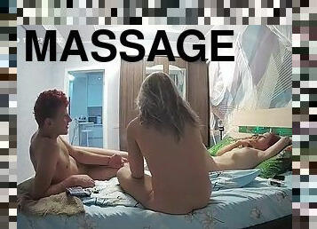 Sweet petite redhead pussy massage fuck on hidden cam
