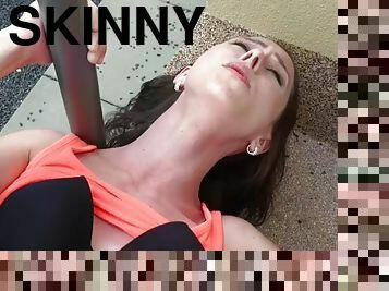 Skinny teen pov fucked in public for 4 cash outdoors after casting