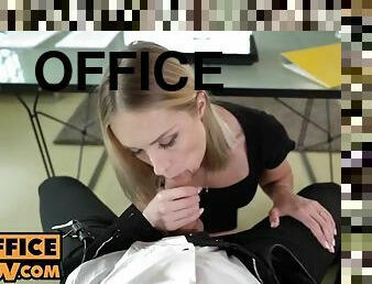 POV - Blonde slut Angelika Grays is the cure for the office boner