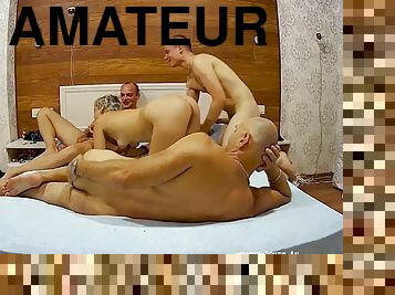 amateur, madurita-caliente, rubia, cuarteto