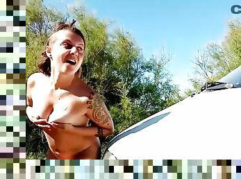 Punk girl gets fucked on the hood of her car  CAM4
