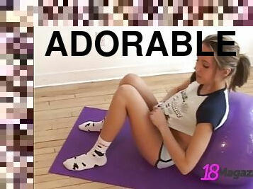 Adorable Teen Andi Pink Stretches Her Naked Body in the Gym!