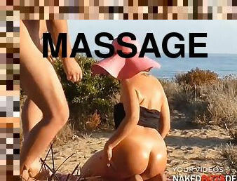 Beach massage and cum for stranger