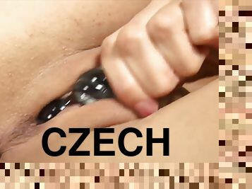 Czech pussy masturbation for this cameltoe teen
