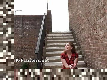 British amateur redhead walks janna completely naked in public