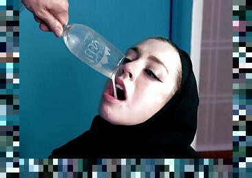 Wicked muslim MILF drinks sperm - filthy porn video