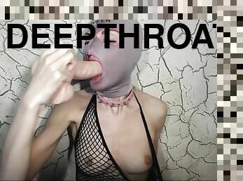 Deepthroat dildo gagging queen