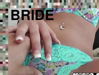 Cute bride to be sasha hall has some prewedding sucking