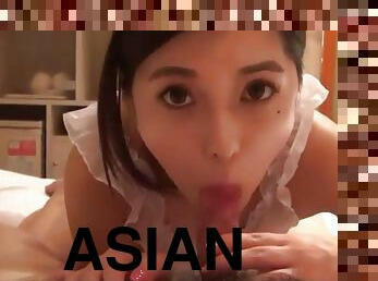 asiatisk, rumpe, store-pupper, feit, student, amatør, blowjob, cumshot, stor-pikk, interracial