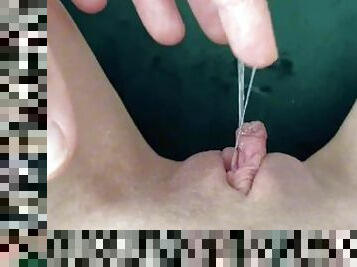 female pov masturbate shaved dripping wet juicy pussy and finger fuck close up