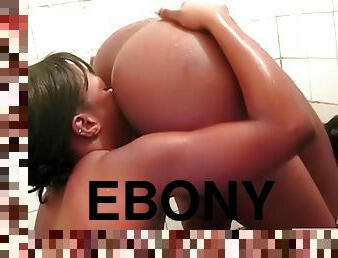 Ebony Babe Licks Stepsister's Snatch In The Bathroom