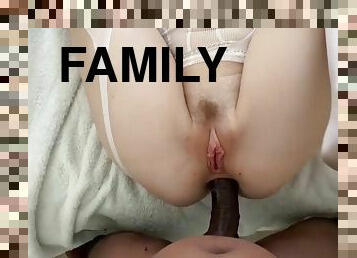 amatør, anal, stor-pikk, interracial, leke, creampie, pov, familie, blond, tattoo