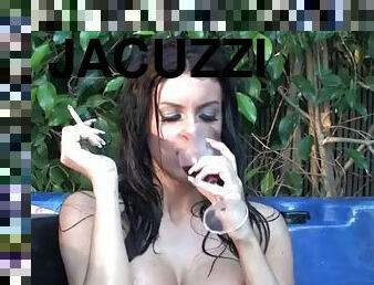 Fiona Graham big tits smoking in the jacuzzi