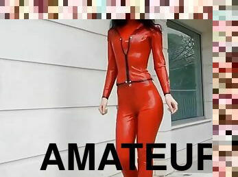 utendørs, amatør, babes, latex