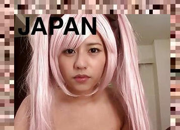 Japanese cosplay pink haired beauty pov fucked
