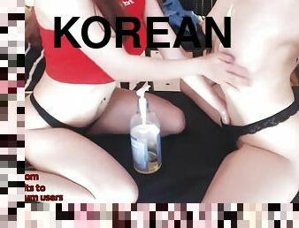 Korean lesbians oil body massage on webcam