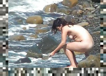 nudiste, en-plein-air, public, chatte-pussy, cam, plage, voyeur, naturel, coquine, brunette