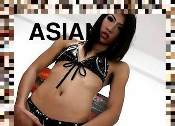 asiatisk, onani, thai, undertøy, strømper, latex, lær, erting