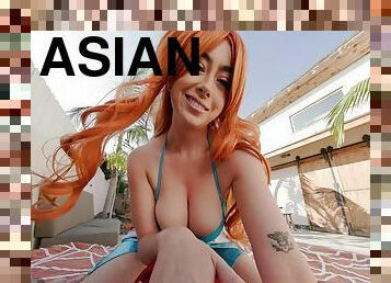 VR Conk Sexy redhead Chloe surreal fucks in One Piece with Nami, HD porn