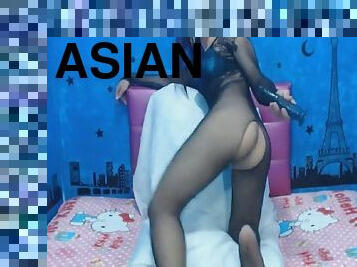 asiático, masturbação, transsexual, anal, câmara, vigia, provocando