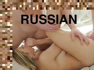 FHUTA - Cute Blonde Russian takes on two dicks
