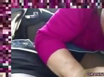 Asian Granny Sucks Black Cock In The Car