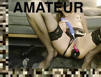 cul, amateur, anal, jouet, double, pieds, bas, webcam, kinky, fétiche